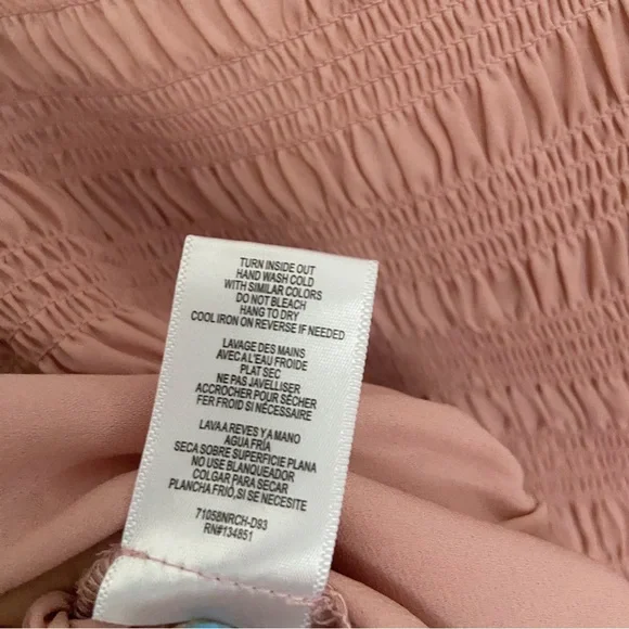 WAYF Blush Pink Puff Sleeve Smocked Peplum Cropped Blouse - Picture 6 of 7